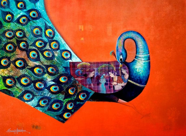 Figurative acrylic painting titled 'Affection 9', 36x48 inches, by artist Sanjay Tandekar on Canvas