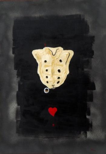 Animals acrylic painting titled 'Aitchbone And Red Heart', 50x70 inches, by artist Abba on CardBoard