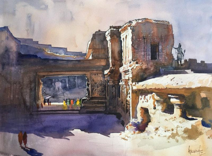 Place watercolor painting titled 'Ajanta Ellora 2', 22x30 inches, by artist Bijay Biswaal on Paper