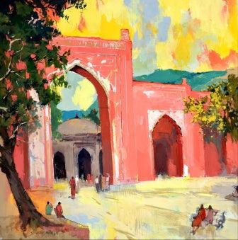 Nature postercolor painting titled 'Ajmer III', 19x21 inches, by artist Sikandar Mulla on Paper