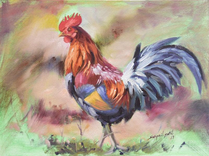 Animals oil painting titled 'Alaram', 12x16 inches, by artist Swapniil Paatil on Canvas