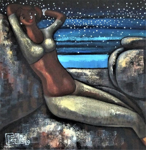 Figurative acrylic painting titled 'Alive 3', 14x14 inches, by artist Suruchi Jamkar on Canvas