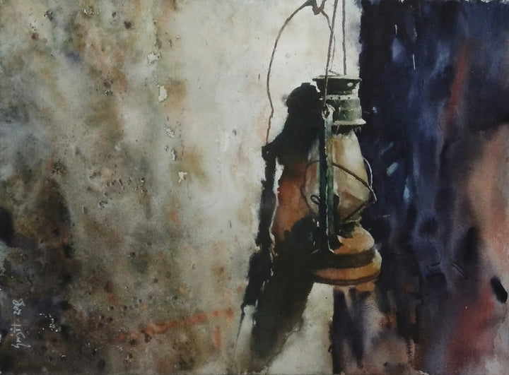 Still-life watercolor painting titled 'Alone 2', 22x30 inch, by artist Das Sujith on Paper