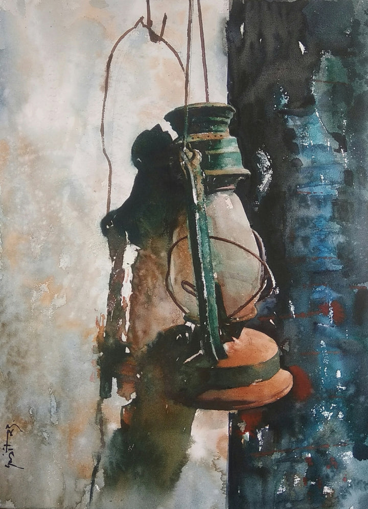 Still-life watercolor painting titled 'Alone 3', 30x22 inch, by artist Das Sujith on Paper