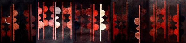 Abstract acrylic painting titled 'Amay 2', 10x40 inches, by artist Anil Chaudhari on Paper