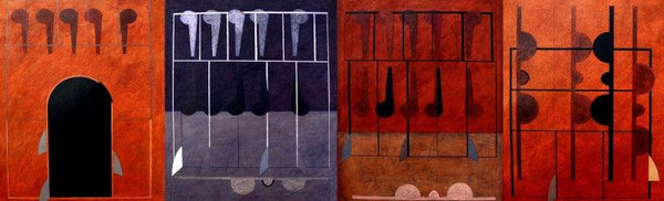 Abstract acrylic painting titled 'Amay', 20x60 inches, by artist Anil Chaudhari on Paper