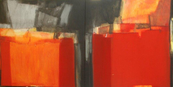 Abstract acrylic painting titled 'An Unknown Territory 32', 70x140 inches, by artist Anil Gaikwad on Canvas