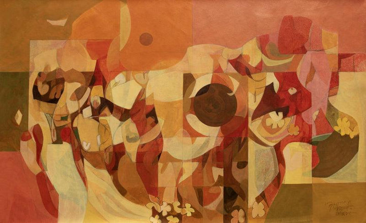 Abstract acrylic painting titled 'Anaadi', 30x48 inches, by artist Mohan Vishwakarma on Canvas