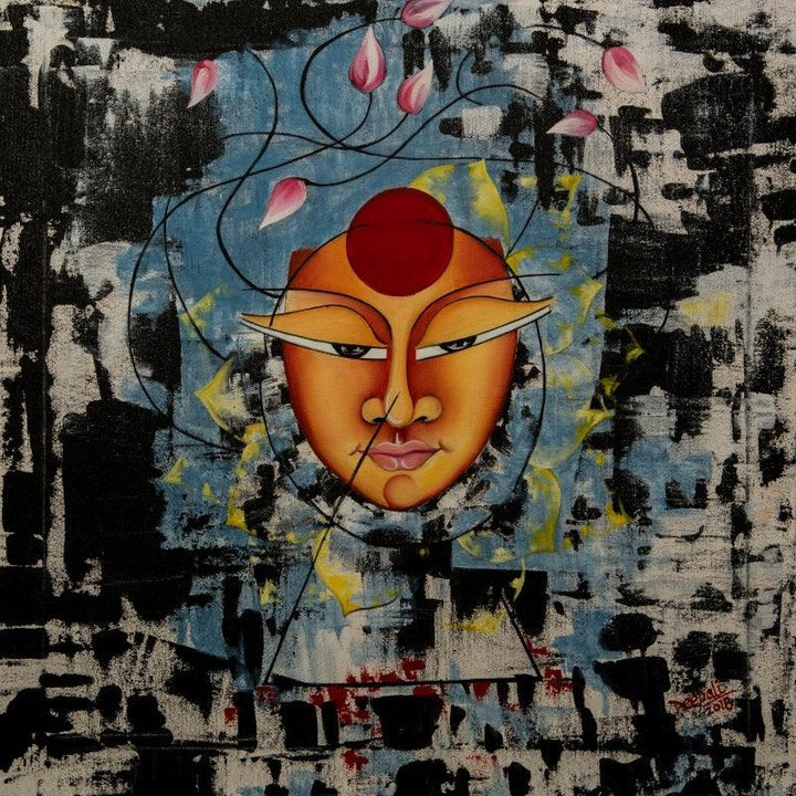 contemporary acrylic oil painting titled 'Ananta', 24x24 inches, by artist Deepali Mundra on Canvas