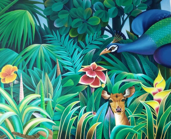 Animals oil painting titled 'Animals 1', 60x48 inches, by artist Murali Nagapuzha on Canvas