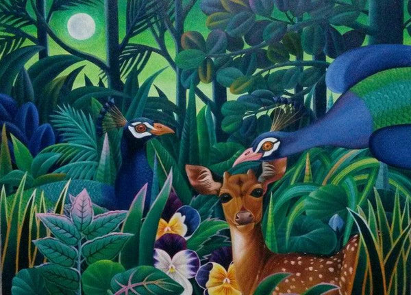 Animals oil painting titled 'Animals 2', 36x48 inches, by artist Murali Nagapuzha on Canvas