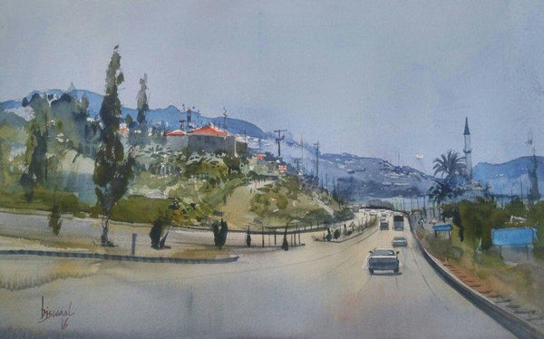 Cityscape watercolor painting titled 'Antalya Turkey', 14x19 inches, by artist Bijay Biswaal on Paper