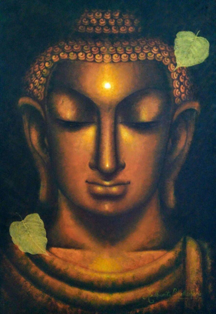 Religious oil painting titled 'Antardhyan', 40x28 inches, by artist Madhumita Bhattacharya on Canvas