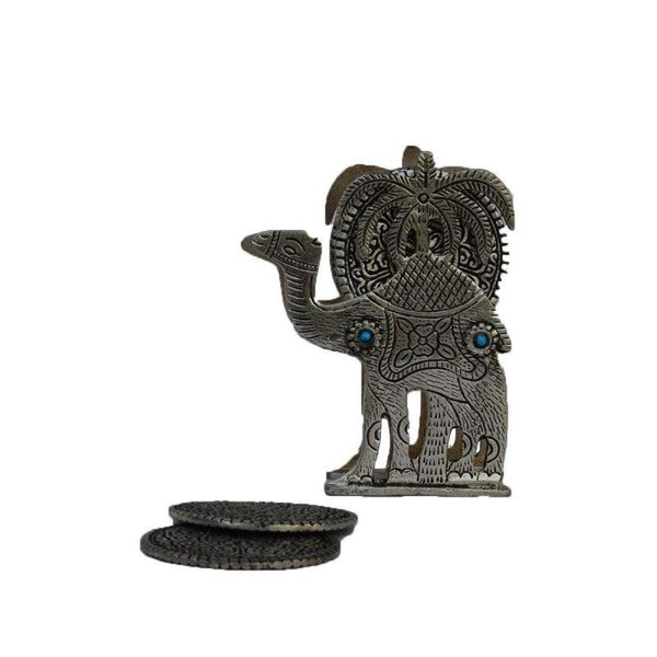 Lifestyle craft titled 'Antique Oxidized Tea Coaster Camel', 6x4x2 inches, by artist E Craft on Metal