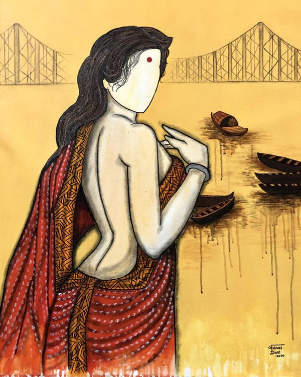 contemporary acrylic painting titled 'Aprijitha', 28x34 inches, by artist Mrinal Dutt on Canvas