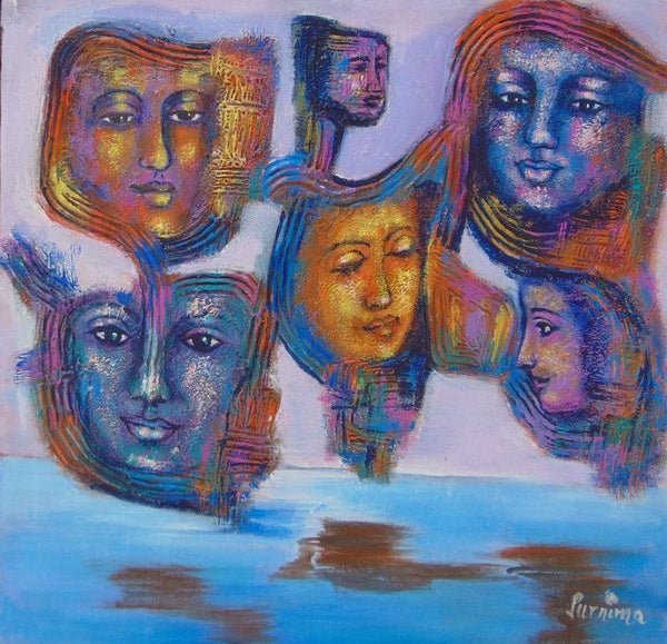 contemporary acrylic painting titled 'Are we connected', 12x12 inches, by artist Purnima Gupta on Canvas