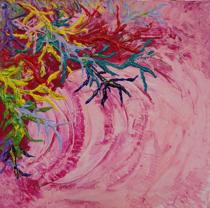 Abstract acrylic painting titled 'Armonia ', 16x16 inches, by artist Francesca Monico on Canvas