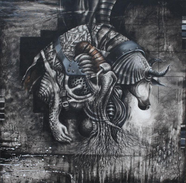 Animals acrylic charcoal painting titled 'Aspire Nonetheless', 30x30 inches, by artist Vikram Nayak on Canvas