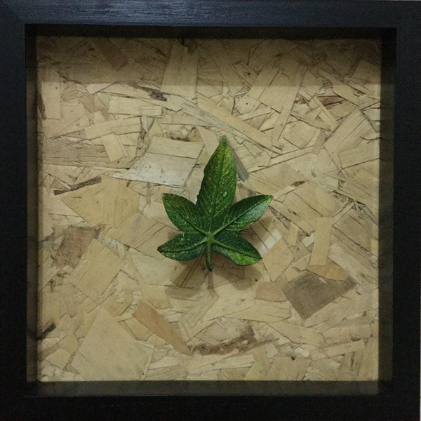 Nature mixed media painting titled 'Assertive Autumn 2', 12x12 inches, by artist Pradip Tupe on wood