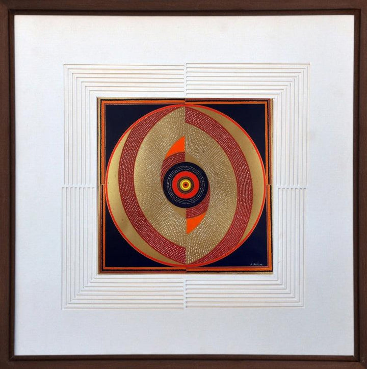 pattern mixed media painting titled 'Asymmetry', 36x36 inches, by artist Bhiva Punekar on Paper