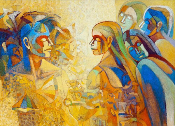 Figurative acrylic painting titled 'Attractiveness', 36x50 inches, by artist Braj Mohan Arya on Canvas