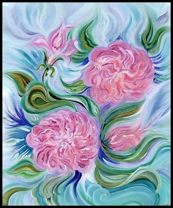 Nature acrylic painting titled 'Aura of Roses', 24x20 inches, by artist Manju Lamba on Canvas