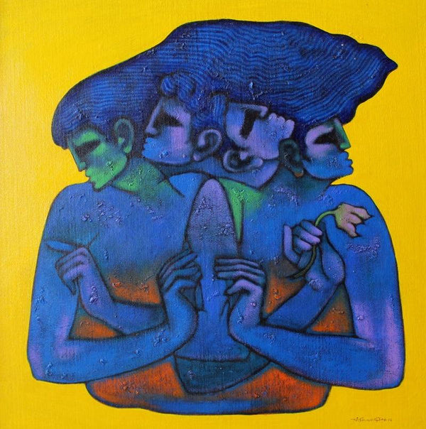 Figurative acrylic painting titled 'Author Of Vedas', 24x24 inches, by artist Aditya Pandit on Canvas