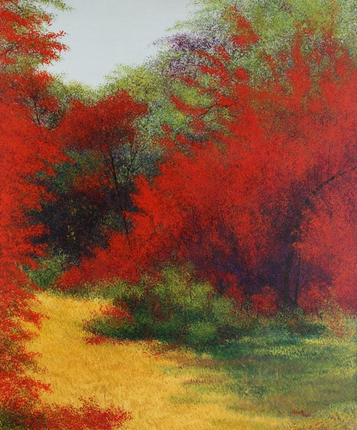 Nature acrylic painting titled 'Autum 1', 60x48 inches, by artist VIMAL CHAND on Canvas