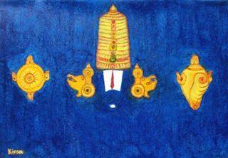 Religious oil painting titled 'Balaji', 12x18 inches, by artist Kiran Bableshwar on Canvas