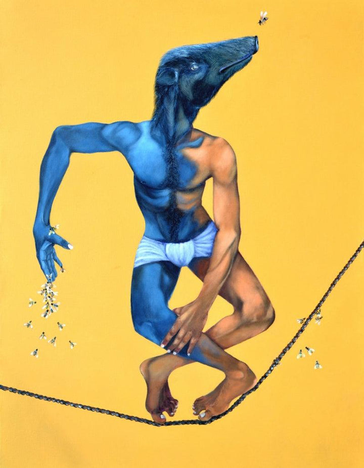 contemporary acrylic painting titled 'Balance For', 48x36 inches, by artist Swapnil Ramgade on Canvas