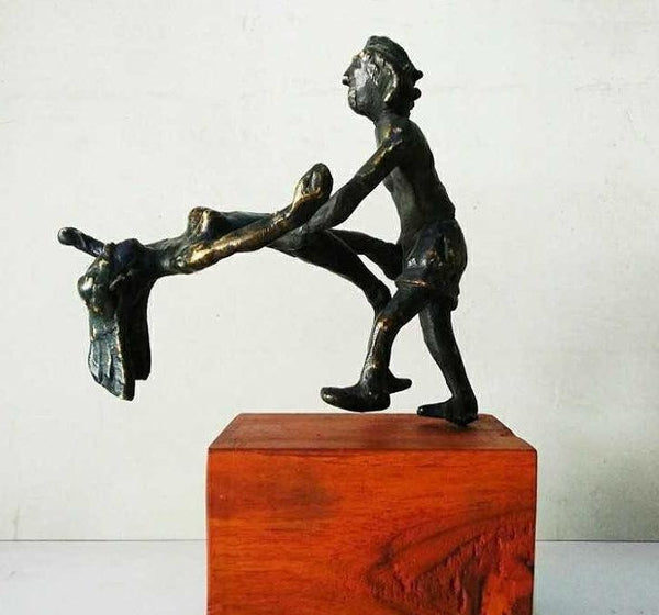 Figurative sculpture titled 'Ballet Dance', 5x7x5 inches, by artist Akhlesh Gaaur on Bronze