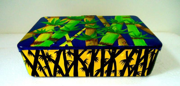 Lifestyle craft titled 'Bamboo Bliss Trinket Box', 9x6x4 inches, by artist Rithika Kumar on Aluminium