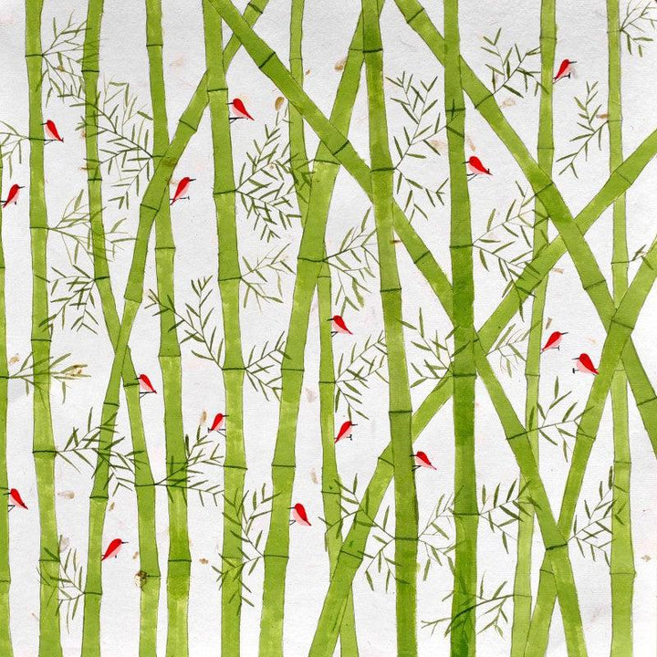 Nature acrylic painting titled 'Bamboo forest', 22x22 inches, by artist Sumit Mehndiratta on Paper