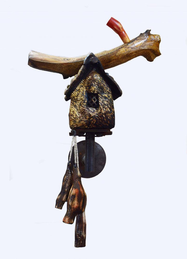 Animals sculpture titled 'Basa', 48x29x14 inches, by artist Nilmoni Chatterjee on Wood, Iron