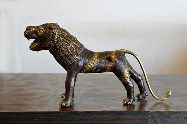 Animals sculpture titled 'Baster Tiger 3', 15x4x6 inches, by artist Kushal Bhansali on Brass