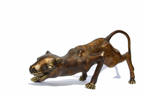 Animals sculpture titled 'Baster Tiger', 15x6x4 inches, by artist Kushal Bhansali on Brass