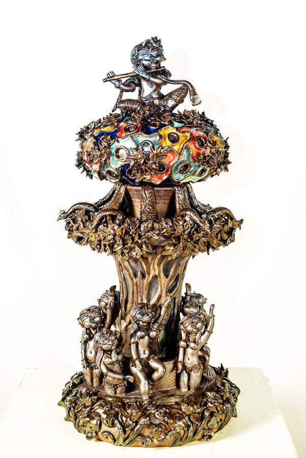 Religious  sculpture titled 'Bastrachori', 34x15 inch, by artist Narottam Das on Ceramic