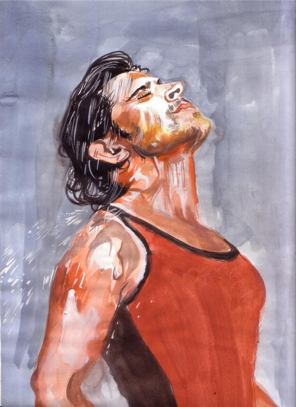 Portrait watercolor painting titled 'Bathed in passion spirit is undying!', 17x12 inches, by artist Saurabh Turakhia on Paper