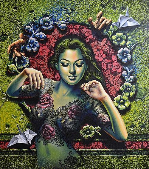 Figurative acrylic painting titled 'Beautiful', 40x36 inches, by artist Prashanta Nayak on Canvas