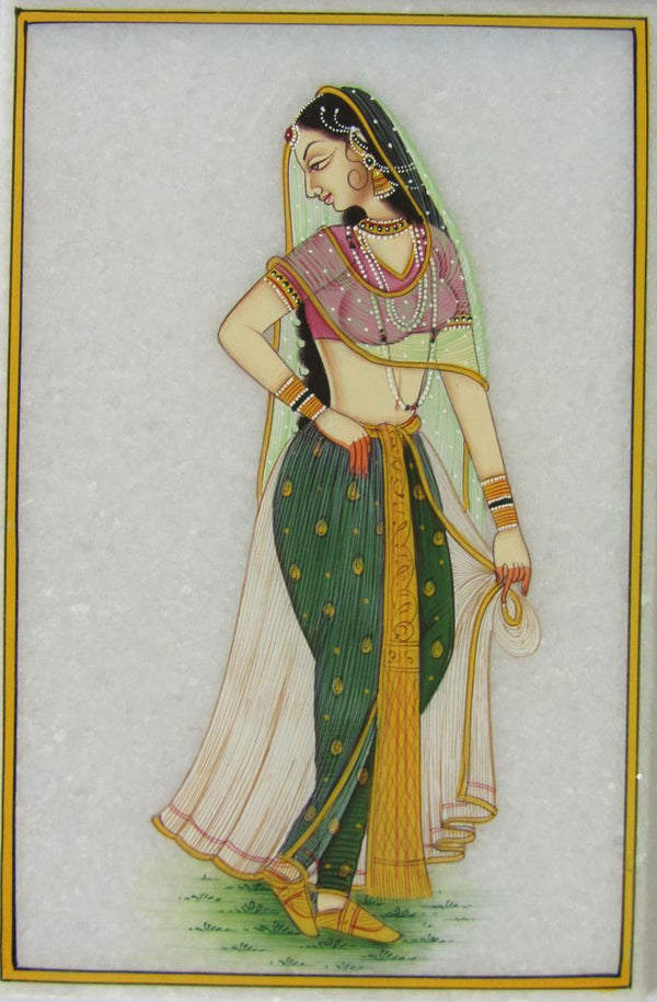 Figurative craft titled 'Beautiful Ragini', 6x4x5 inches, by artist Ecraft India on Marble