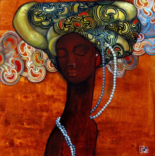 Expressionist acrylic painting titled 'Beautiful Thoughts', 24x24 inches, by artist Suruchi Jamkar on Canvas