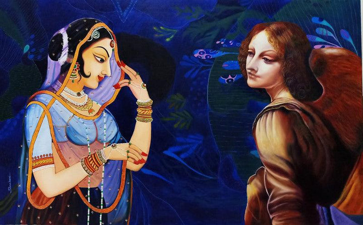 Figurative oil painting titled 'Beauty Ii', 60x33 inches, by artist Shrabani Maity on Canvas