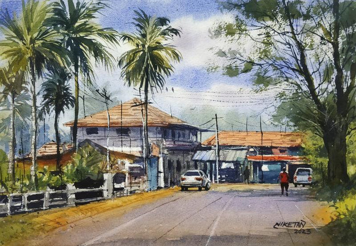 Landscape watercolor painting titled 'Beauty of Konkan', 12x8 inches, by artist Niketan Bhalerao on Paper