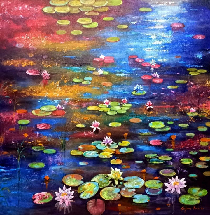 Nature acrylic oil painting titled 'Beauty Of Nature 3', 36x36 inches, by artist Arjun Das on Canvas