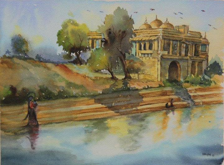 Place watercolor painting titled 'Beauty of Peace', 14x11 inches, by artist Krupa Shah on Paper