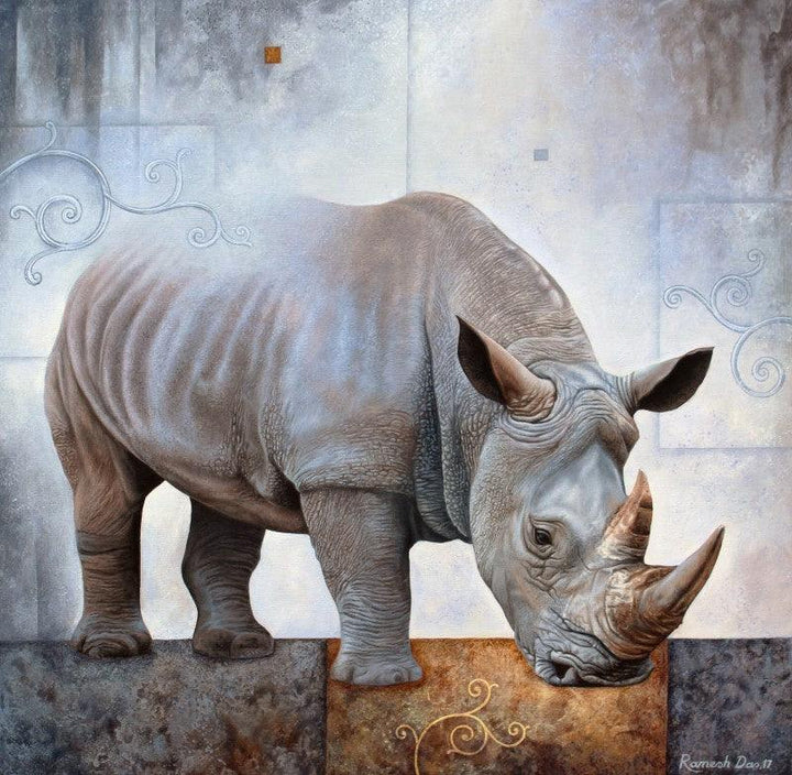 Animals acrylic painting titled 'Beauty Of Wildlife 2', 30x30 inches, by artist Ramesh Das on Canvas