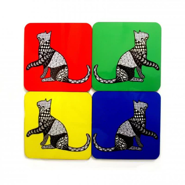 Lifestyle craft titled 'Bela Coasters', 4x4 inches, by artist Rithika Kumar on MDF Wood