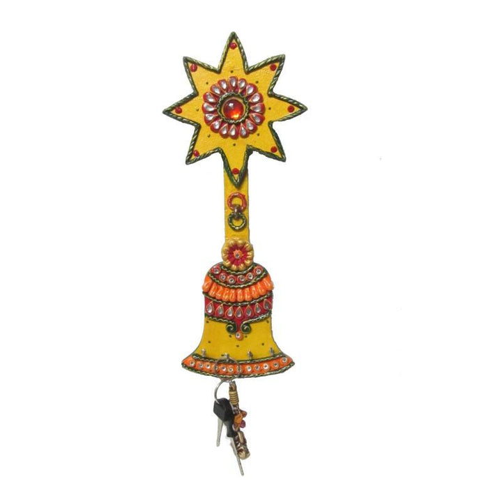 Lifestyle craft titled 'Bell Key Hanger', 14x6x1 inches, by artist Ecraft India on Paper