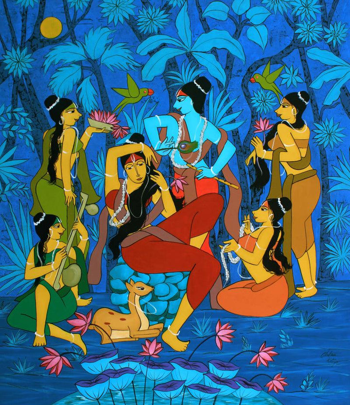 Religious acrylic painting titled 'Beloved', 58x50 inches, by artist Chetan Katigar on Canvas