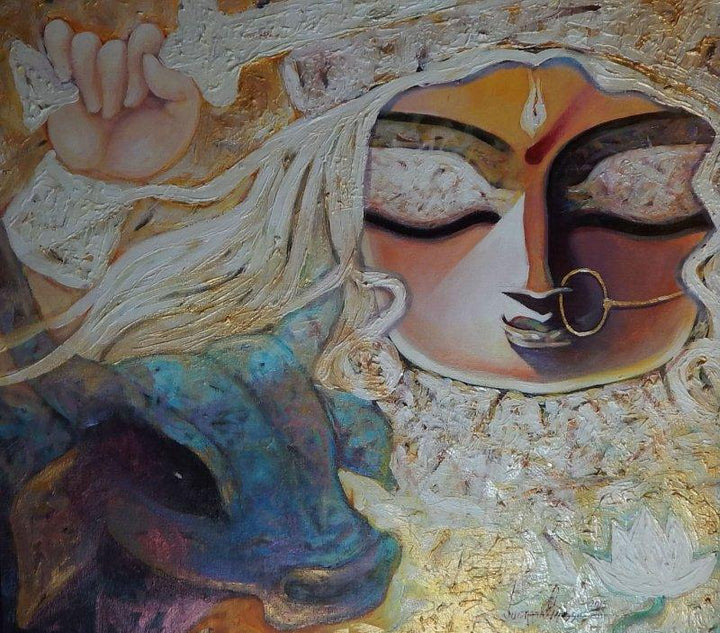 Figurative acrylic painting titled 'Bhairabhia', 18x20 inches, by artist Subrata Ghosh on Canvas